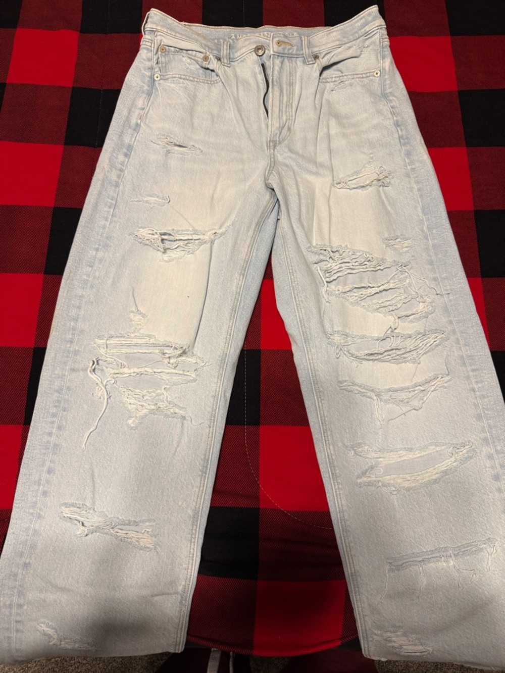 American Eagle Outfitters Light Blue Distressed Straight Jeans
